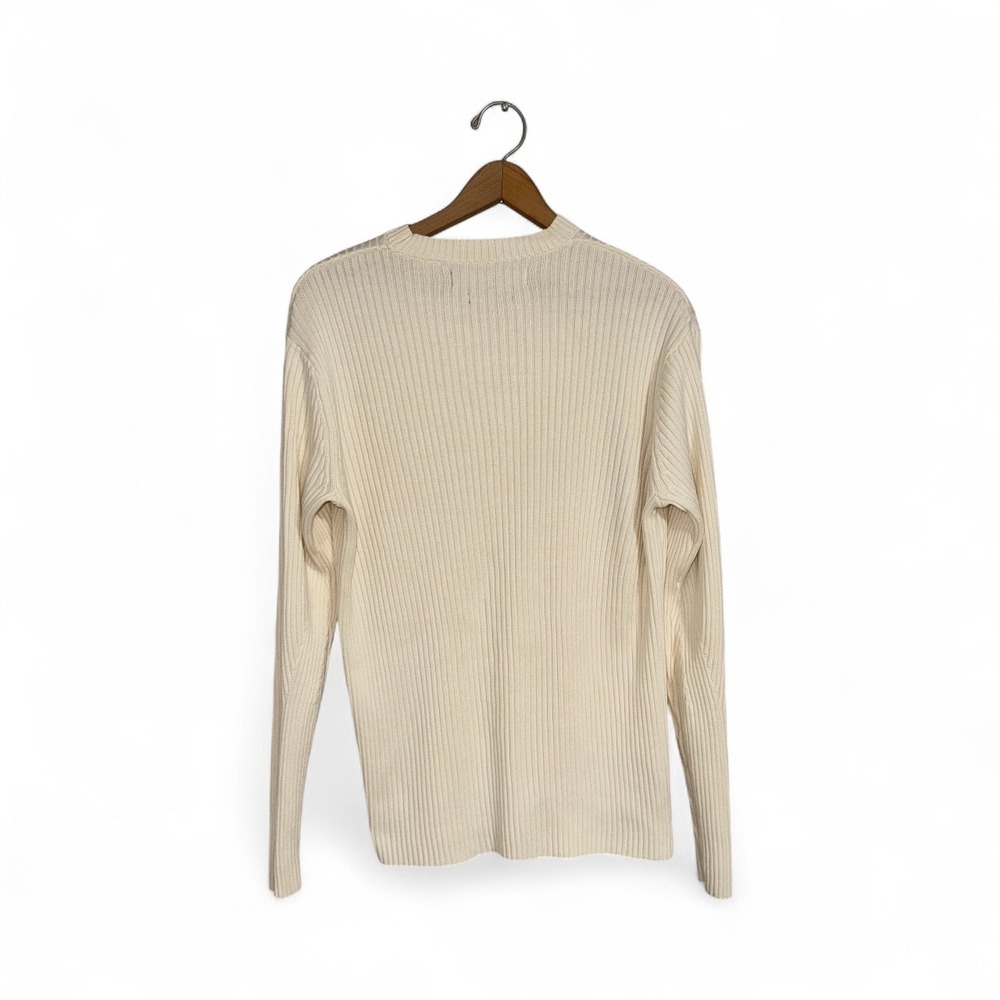 Perry Ellis Anniversary Collection Women's Cream Ribbed Knit Sweater L - Picture 3 of 7
